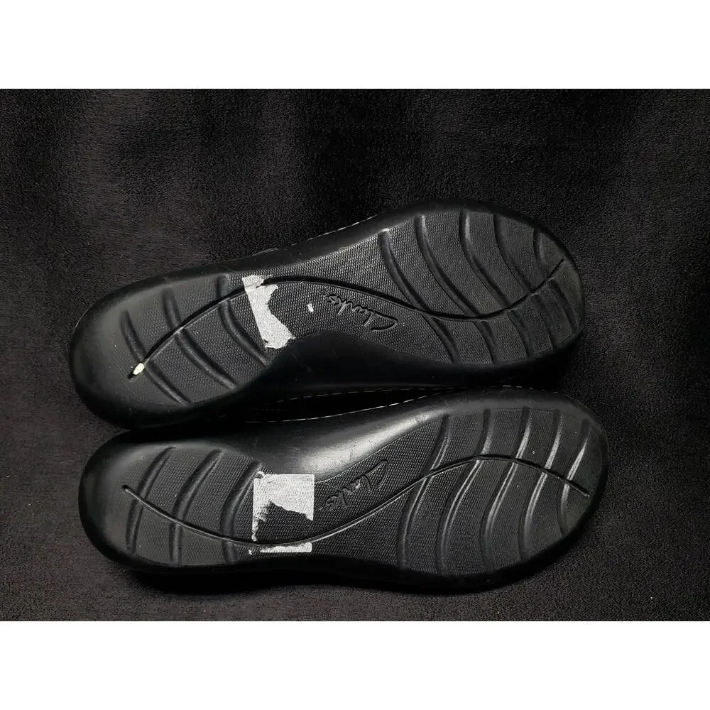 Clarks Ultimate Comfort Black Leather Mary Jane Loafers Adjustable Strap Shoes